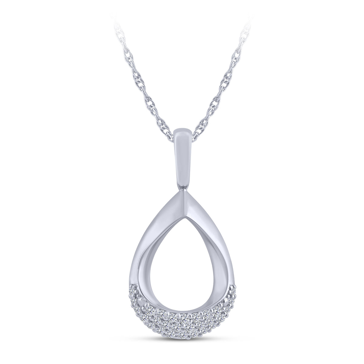 10K White Gold Round Lab-Grown Diamond Pendant – 0.16 CTW - product