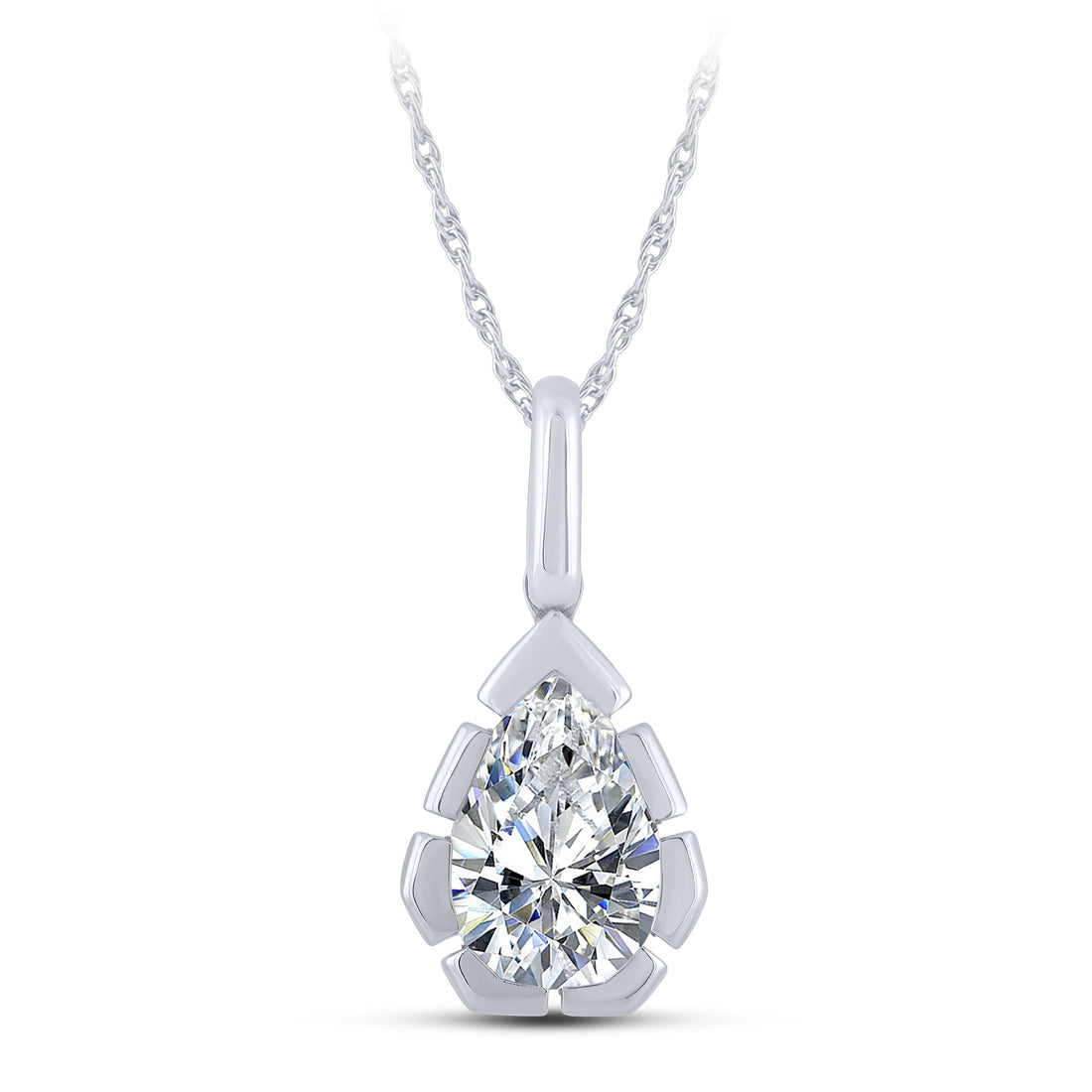 14K White Gold Pear Lab-Grown Diamond Pendant – 1.05 CTW - product