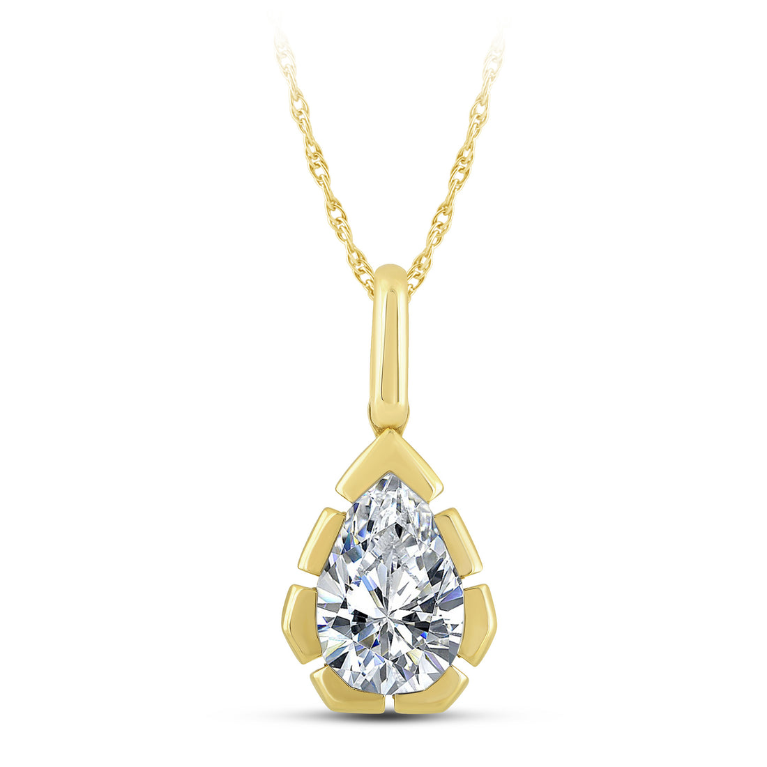 14K Yellow Gold Pear Lab-Grown Diamond Pendant – 1.05 CTW - product