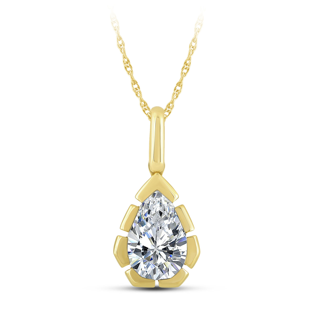 14K Yellow Gold Pear Lab-Grown Diamond Pendant – 1.05 CTW - product