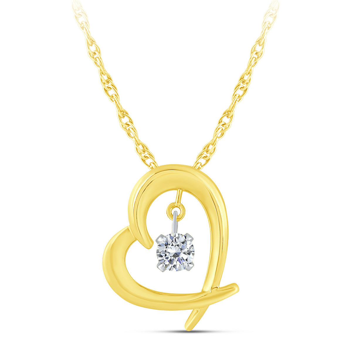 14K Two-Tone Gold Round Lab-Grown Diamond Pendant – 0.15 CTW - product