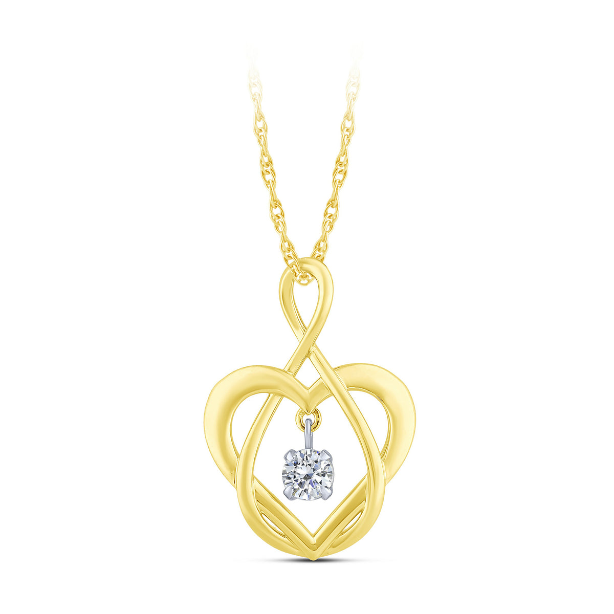 14K Two-Tone Gold Round Lab-Grown Diamond Pendant – 0.16 CTW - product