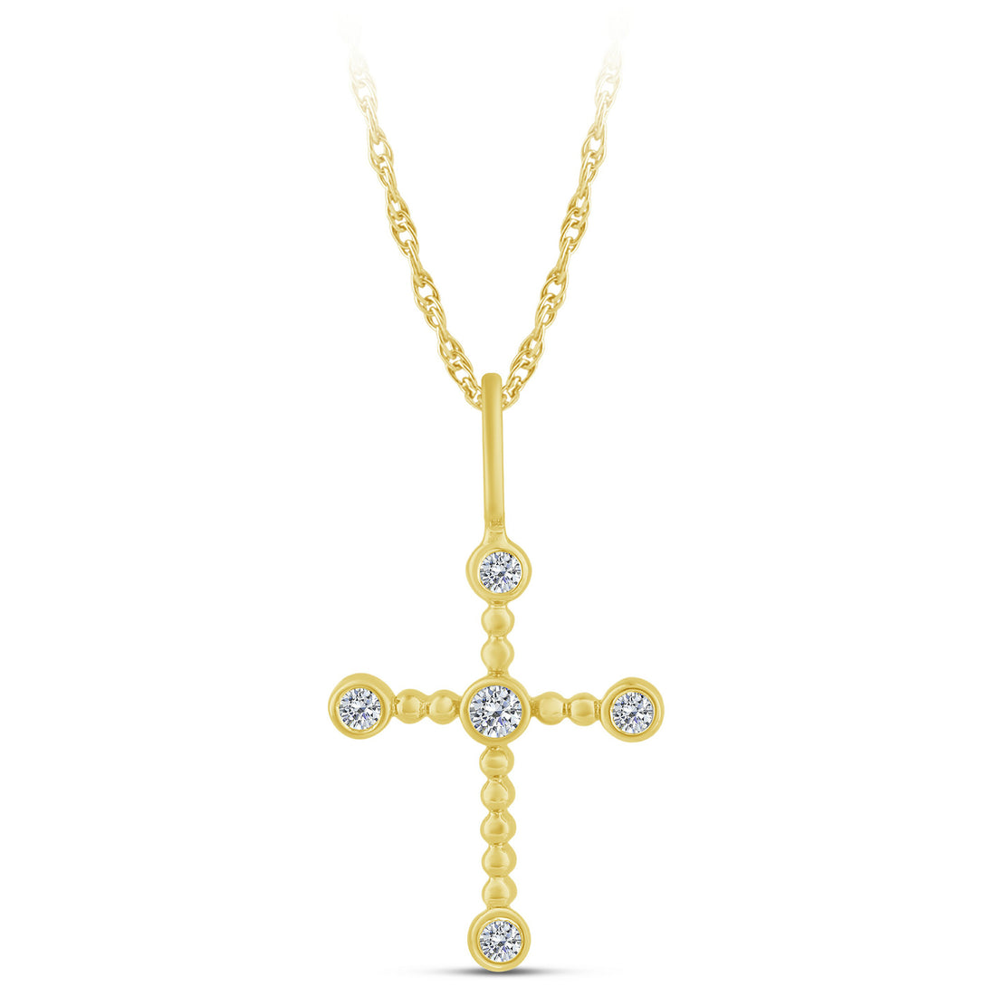 14K Yellow Gold Round Lab-Grown Diamond Cross Pendant – 0.07 CTW - product