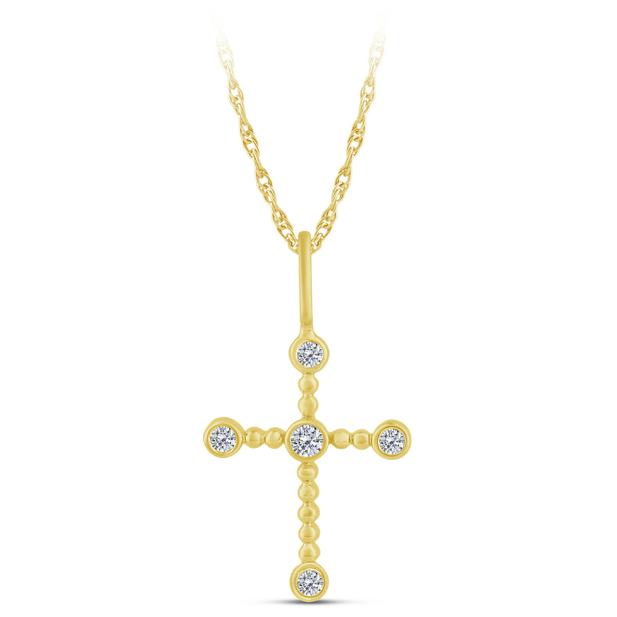 14K Yellow Gold Round Lab-Grown Diamond Cross Pendant – 0.07 CTW - product