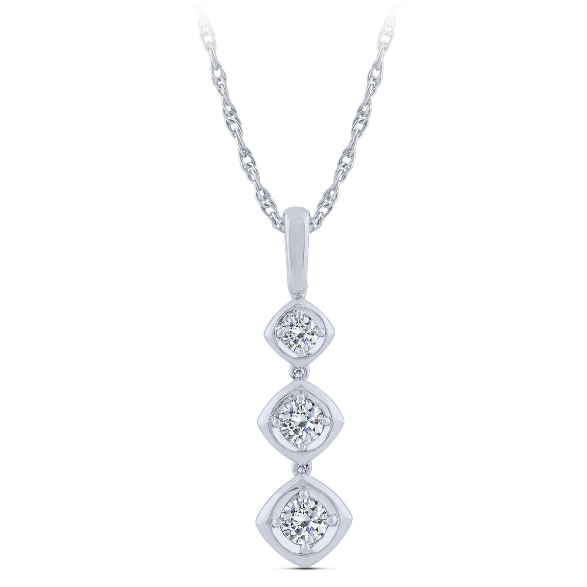 14K White Gold Round Natural Diamond Pendant – 0.5 CTW - product