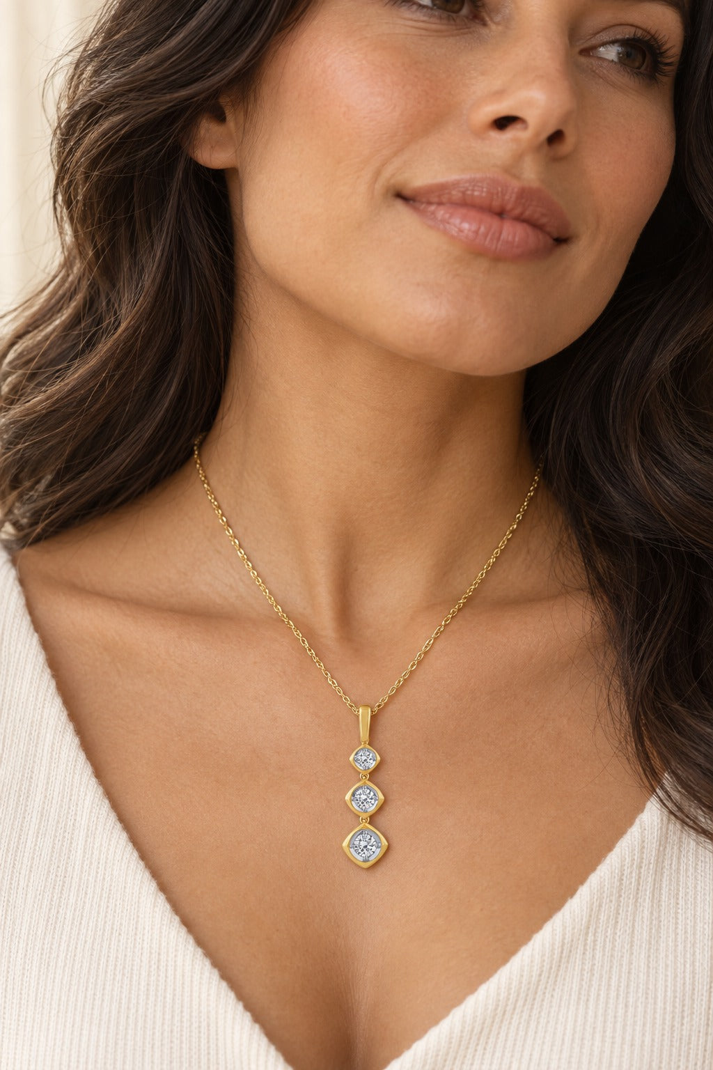 14K Yellow Gold Round Natural Diamond Pendant – 0.5 CTW - lifestyle