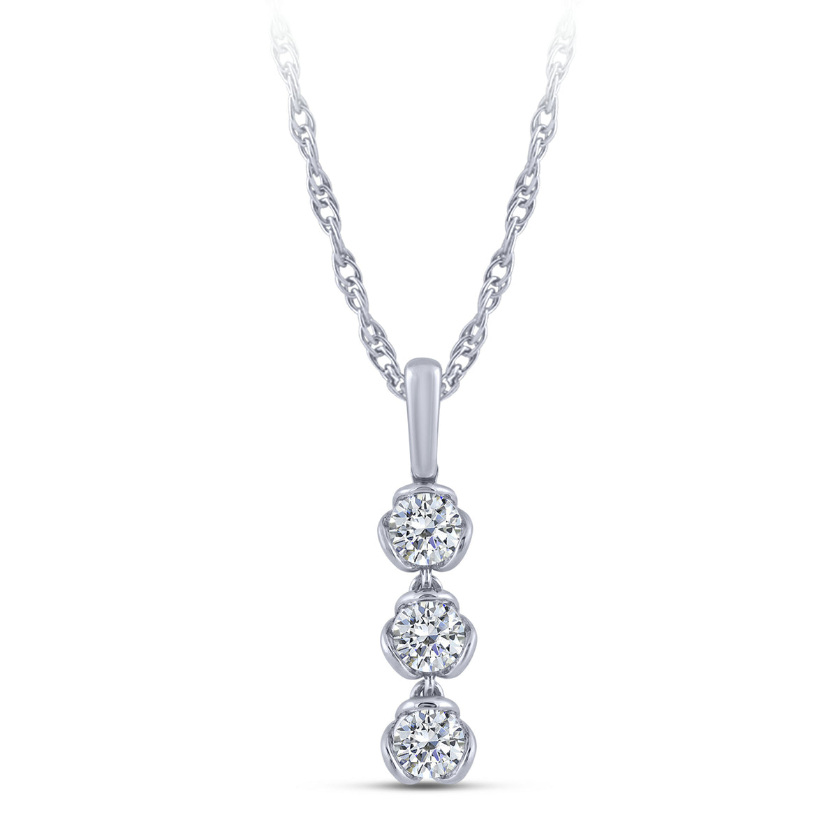 14K White Gold Round Lab-Grown Diamond Pendant – 0.75 CTW - product