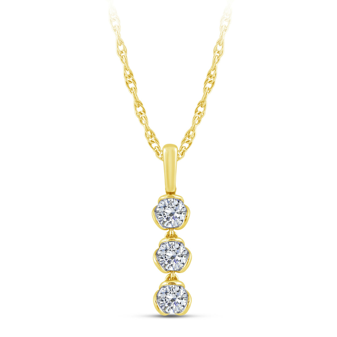 14K Yellow Gold Round Natural Diamond Pendant – 0.75 CTW - product