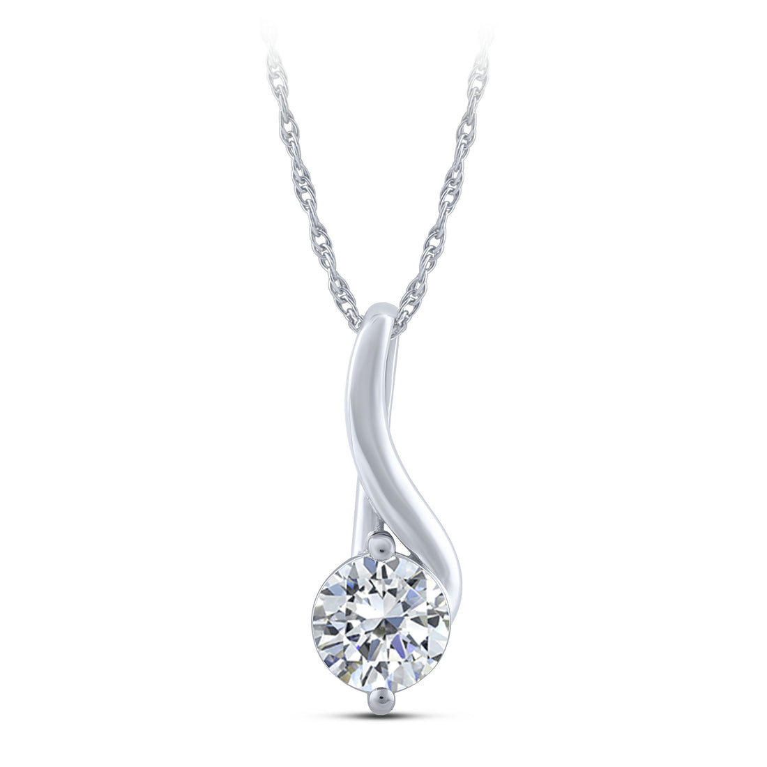 14K White Gold Round Lab-Grown Diamond Pendant – 1.03 CTW - product