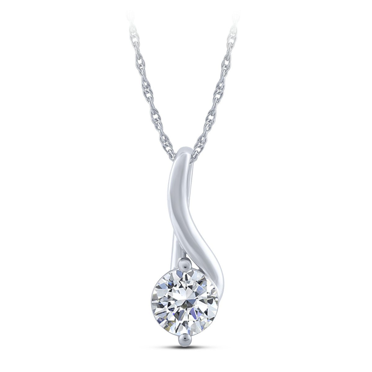 14K White Gold Round Lab-Grown Diamond Pendant – 1.03 CTW - product
