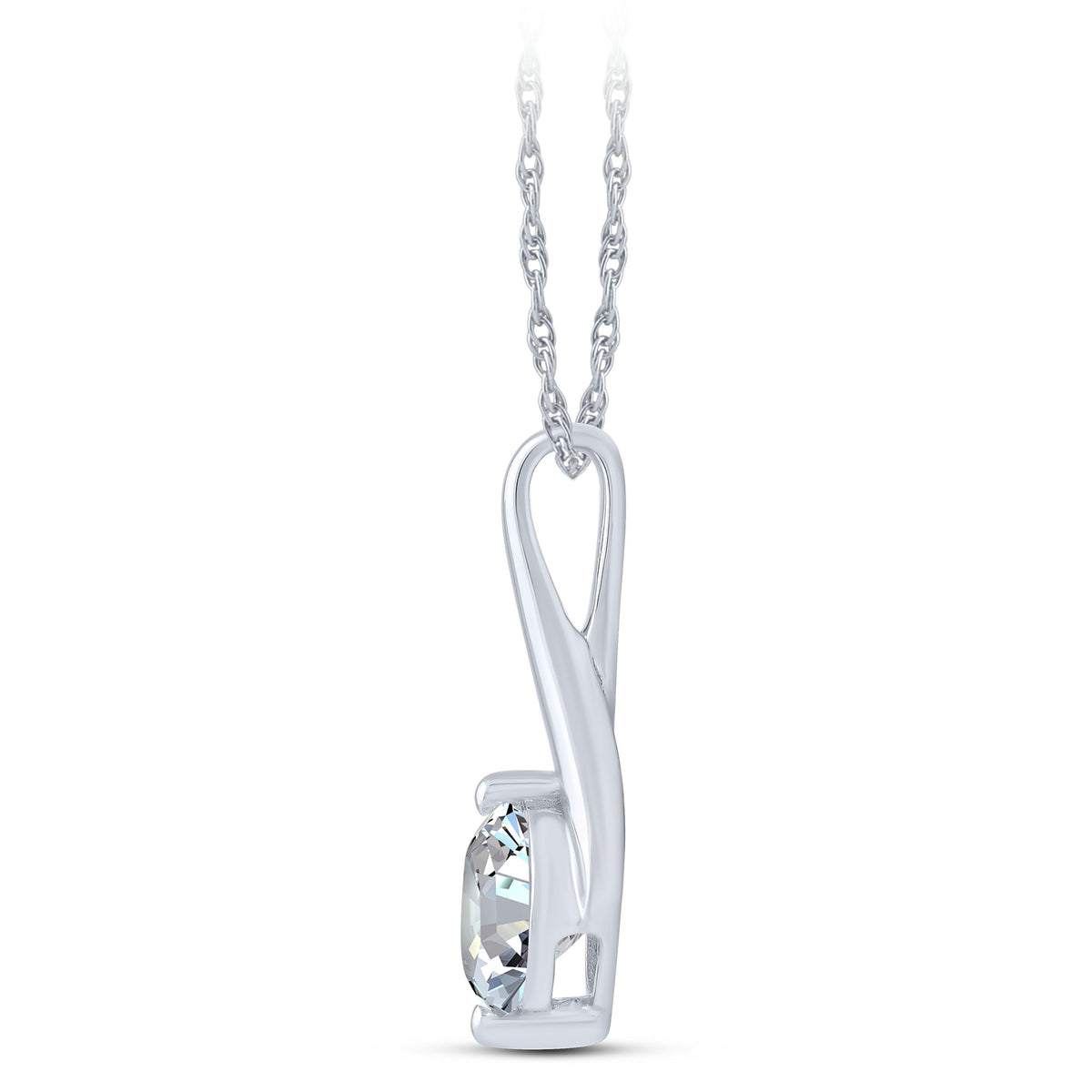 14K White Gold Round Lab-Grown Diamond Pendant – 1.03 CTW - product