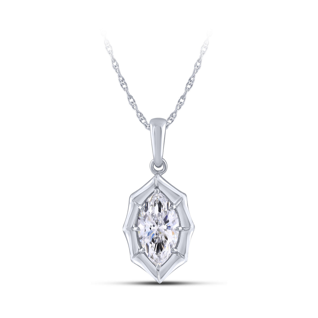14K White Gold Marquise Lab-Grown Diamond Pendant – 1.05 CTW - product