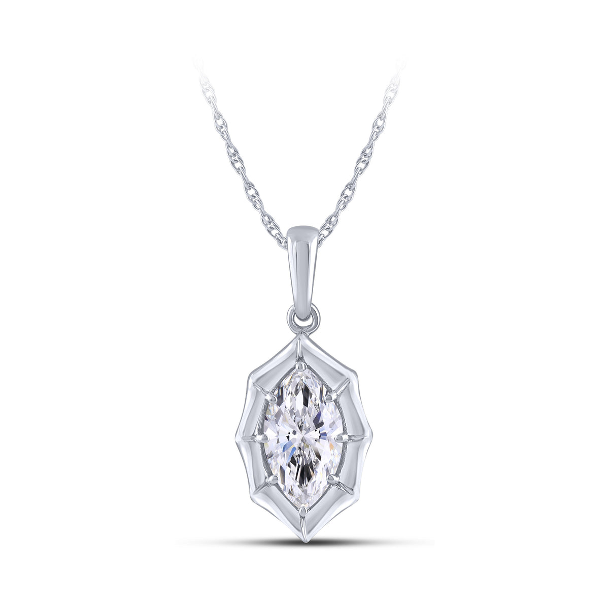 14K White Gold Marquise Lab-Grown Diamond Pendant – 1.05 CTW - product