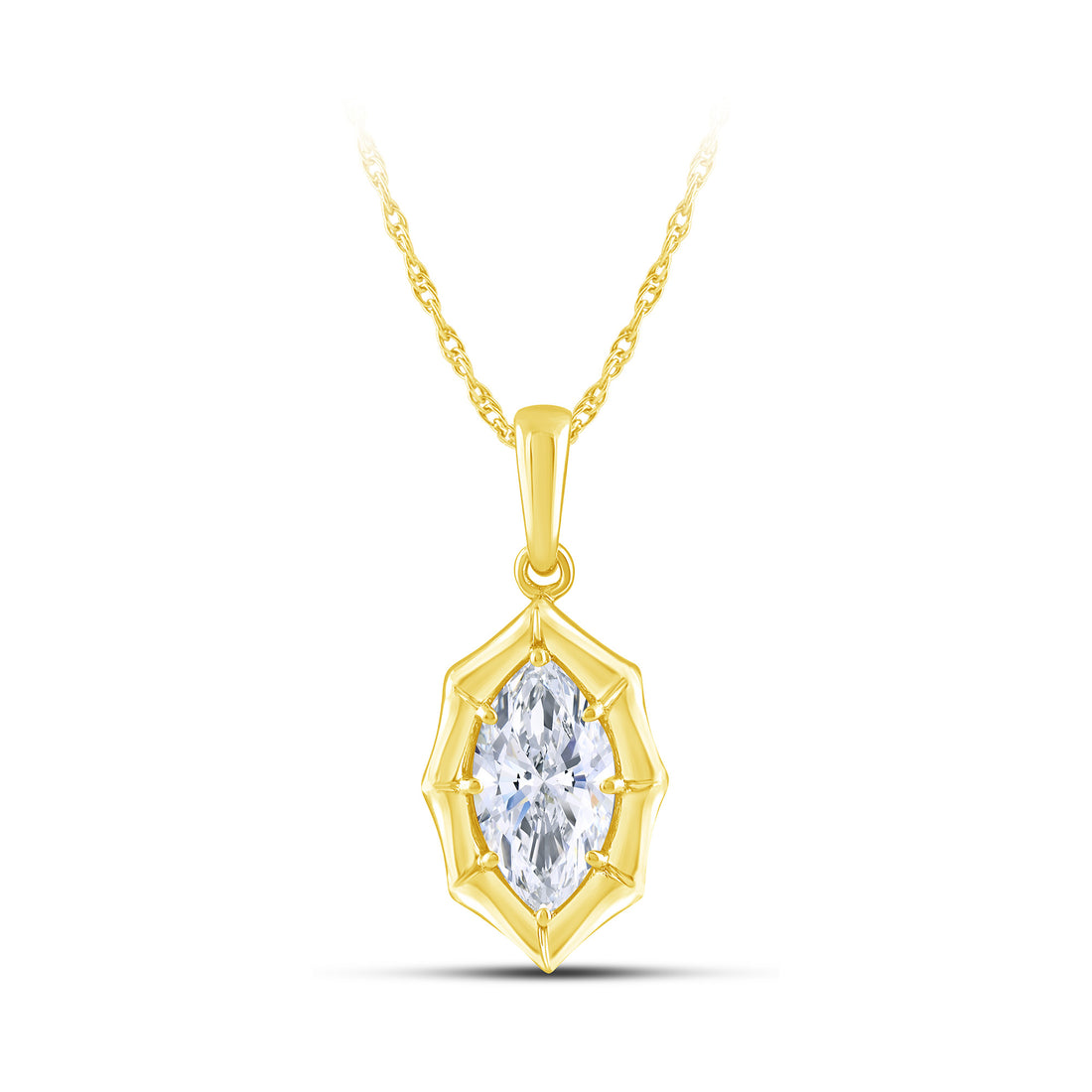 14K Yellow Gold Marquise Lab-Grown Diamond Pendant – 1.05 CTW - product