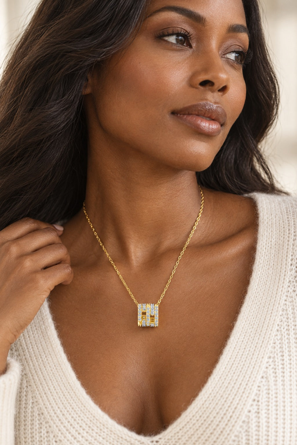 14K Yellow Gold Round Lab-Grown Diamond Pendant – 0.25 CTW - lifestyle