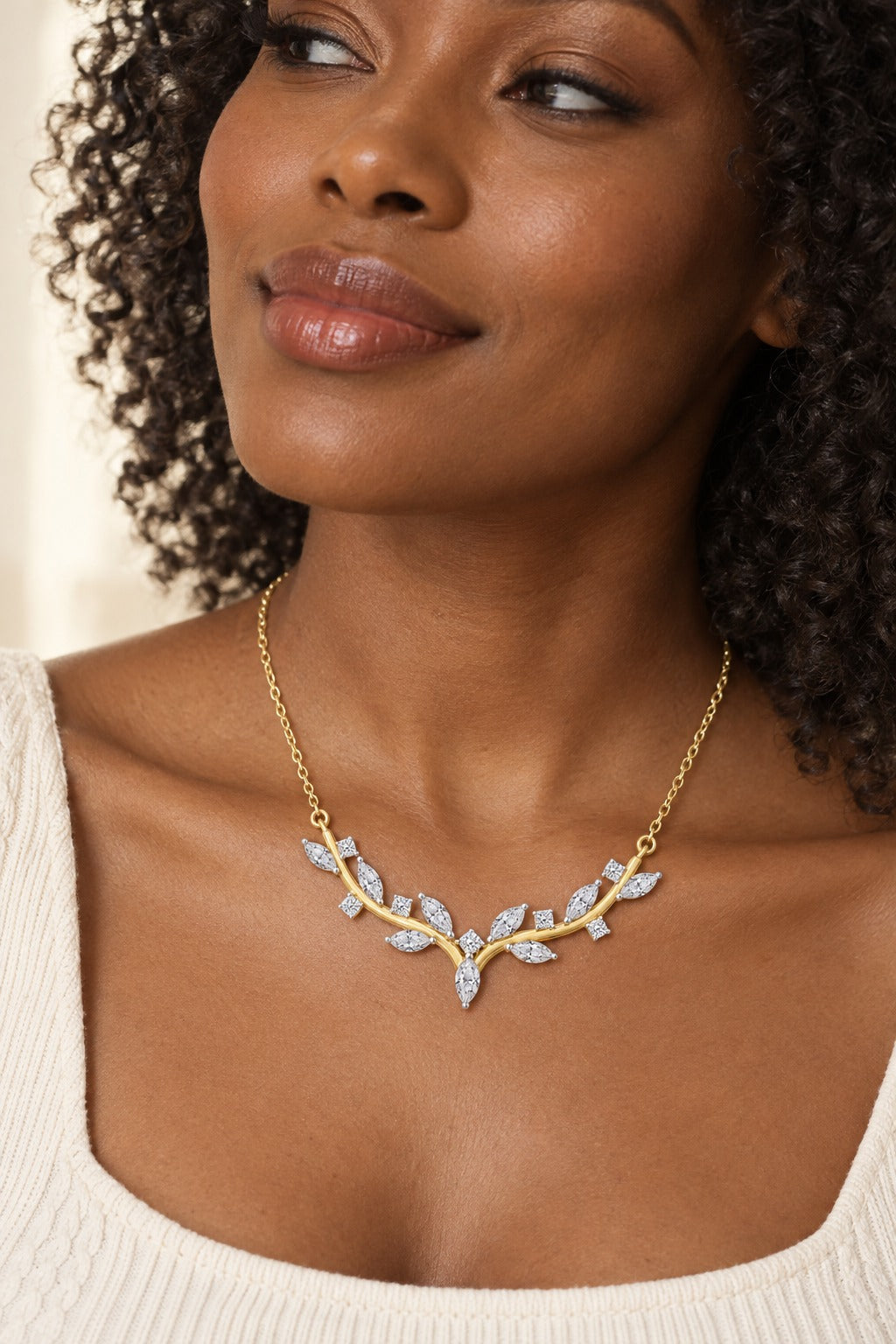 10K Yellow Gold Lab-Grown Diamond Necklace – 0.33 CTW - lifestyle