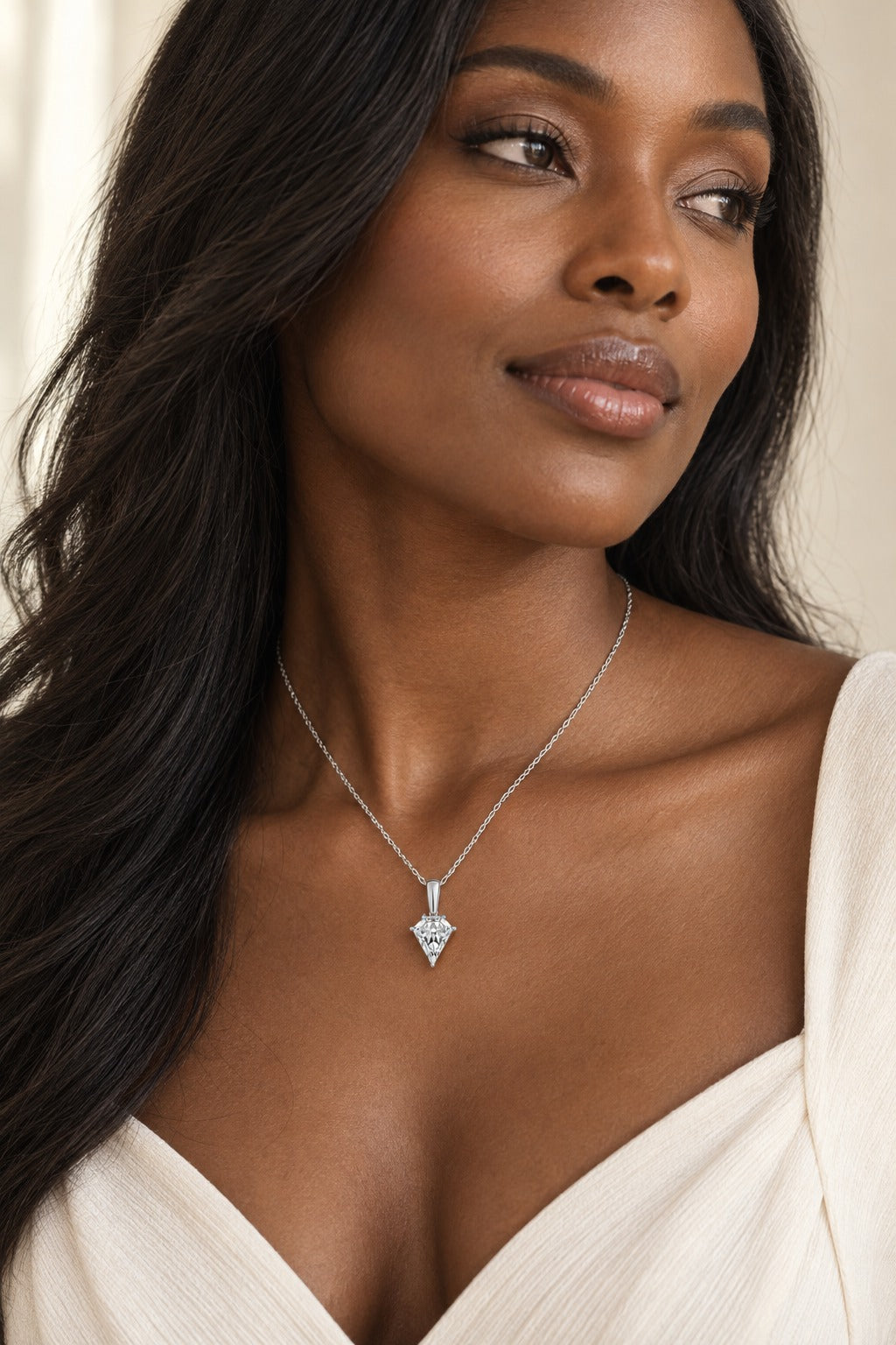 10K White Gold Lab-Grown Diamond Loop Pendant – 1.1 CTW - lifestyle