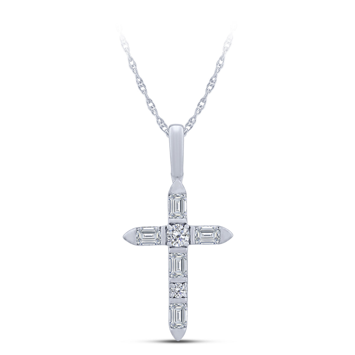 10K White Gold Lab-Grown Diamond Cross Pendant – 0.5 CTW - product