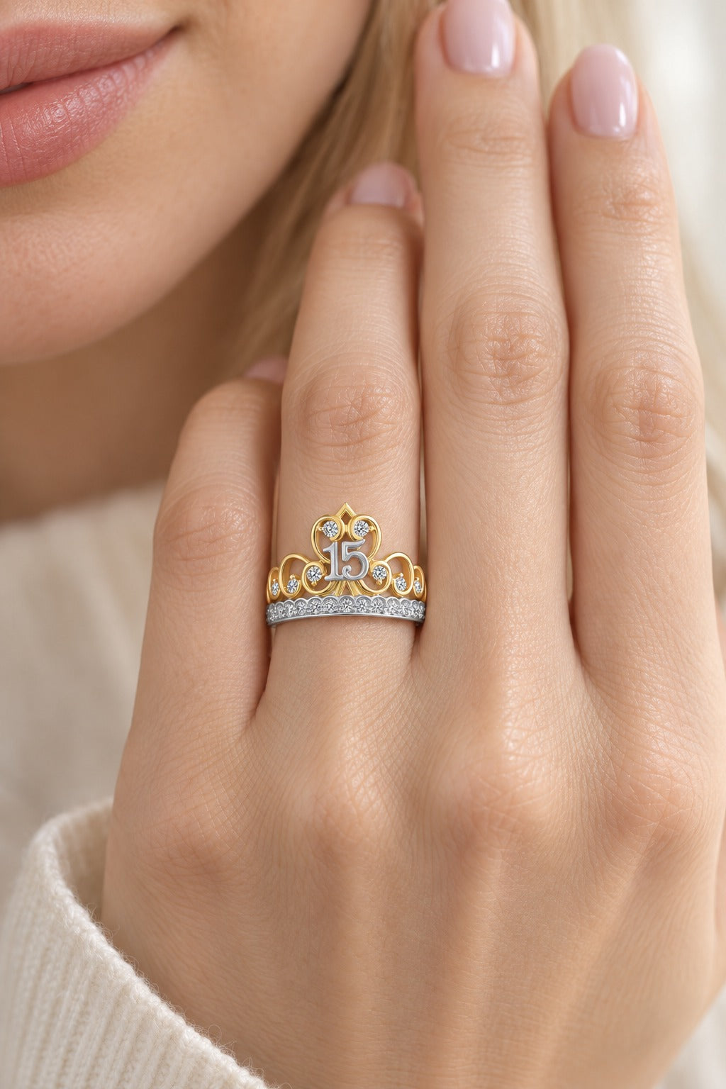 14K Two-Tone Gold Round Natural Diamond Fashion Ring – 0.33 CTW - lifestyle