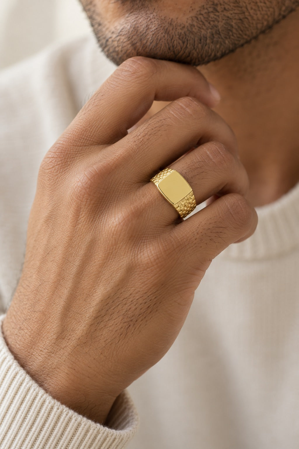 10K Yellow Gold Men's Fashion Ring - lifestyle