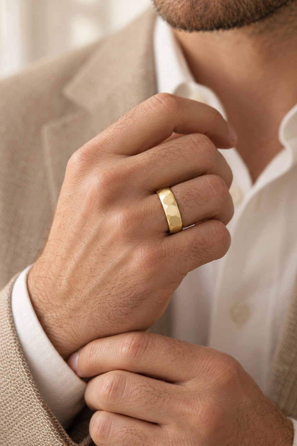 10K Yellow Gold Men's Fashion Ring - lifestyle