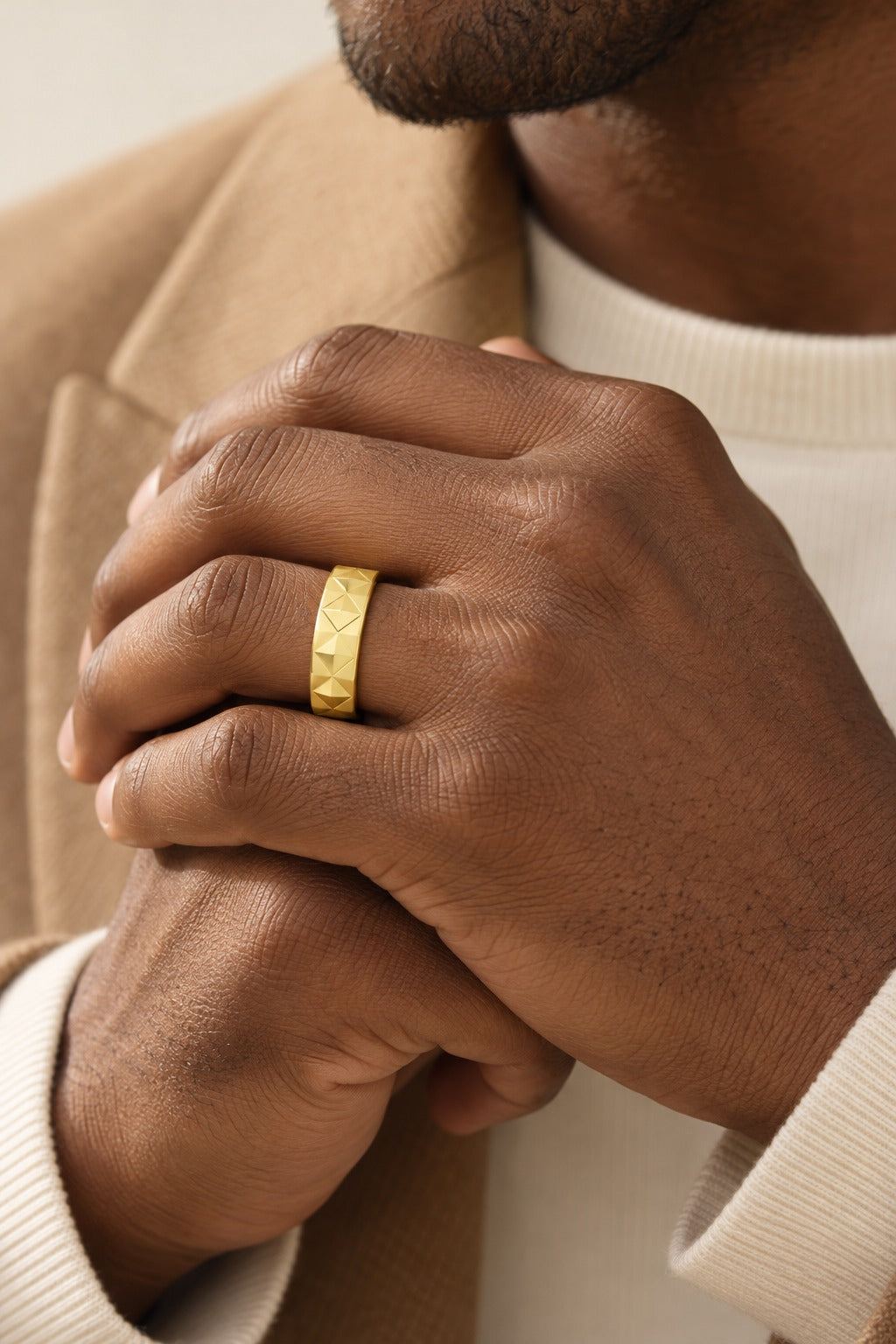 10K Yellow Gold Men's Fashion Ring - lifestyle