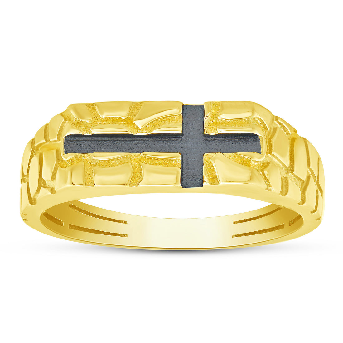 10K Yellow Gold Men's Cross Fashion Ring - product