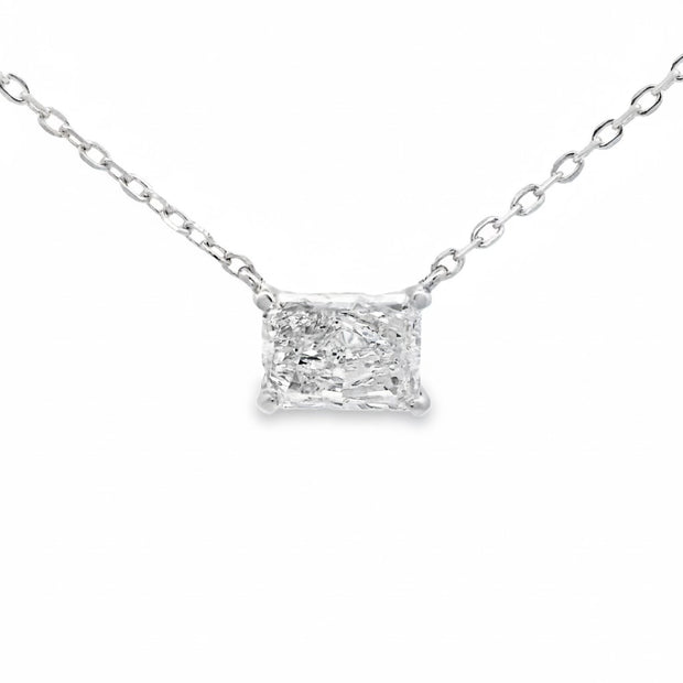 Sterling Silver 1.00 CTW Lab-Grown Diamond Radiant Solitaire Pendant