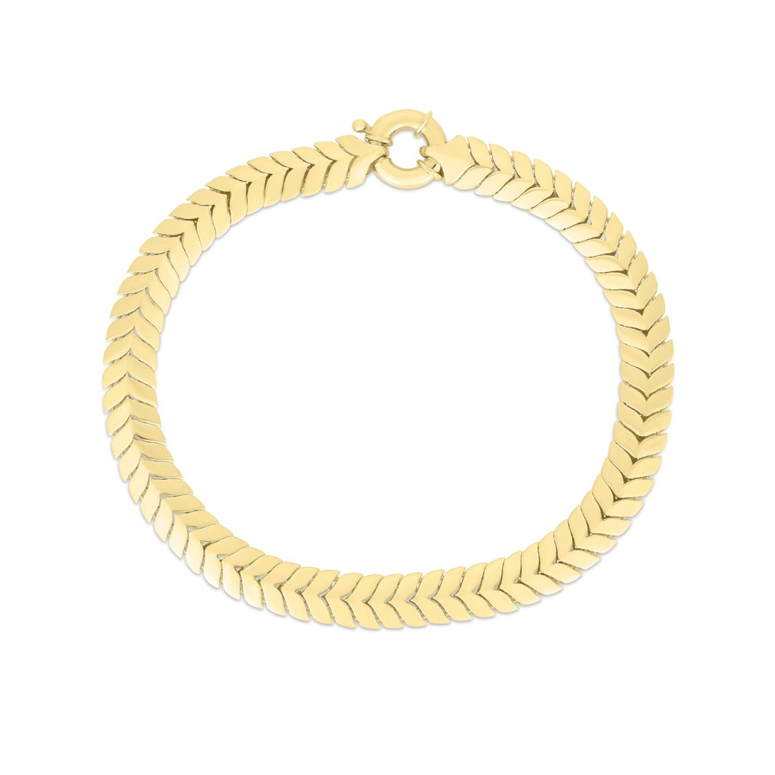 14K Gold 6mm 7.5In Chevron Link Bracelet