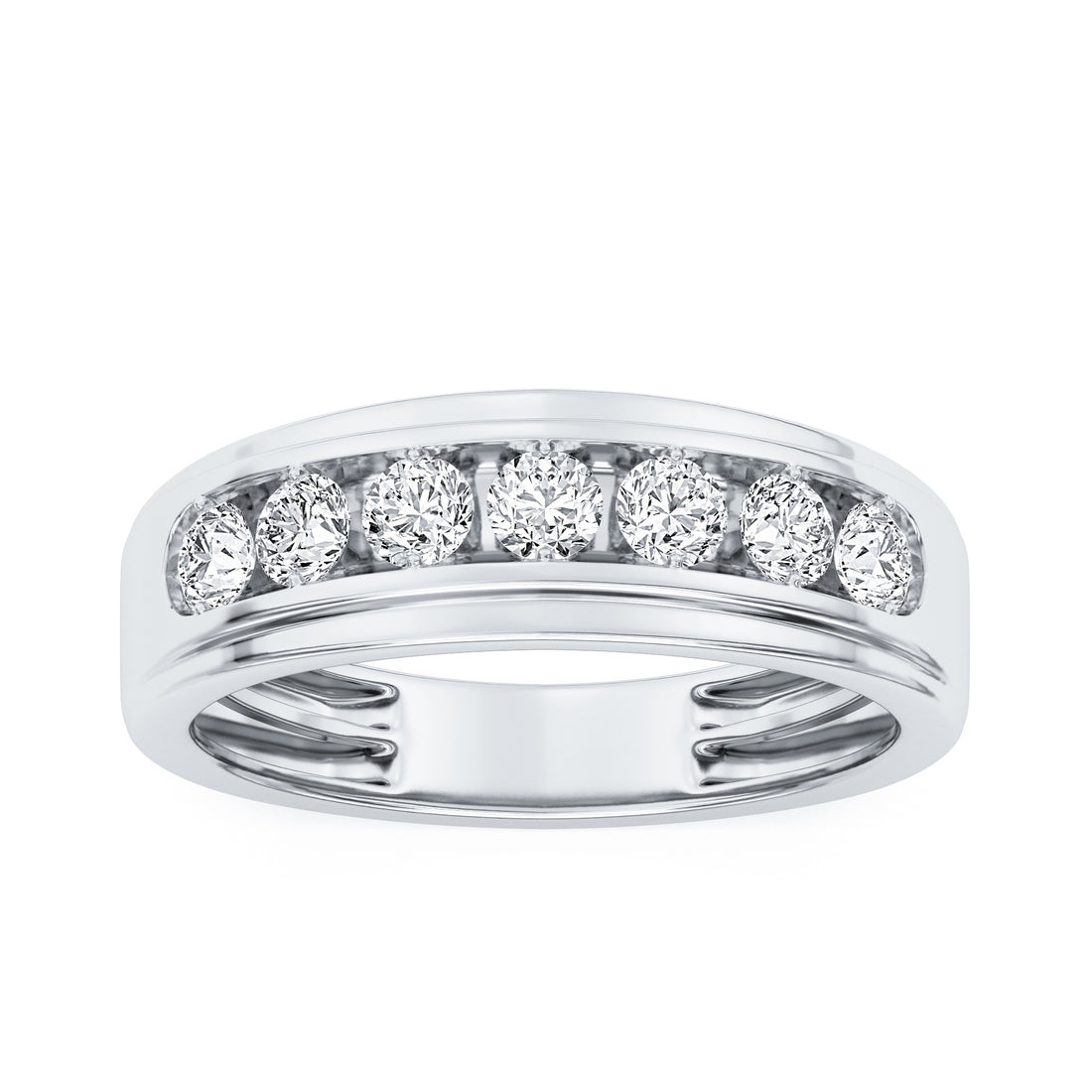 10K White Gold Round Lab-Grown Diamond Men's Wedding Band – 0.52 CTW - product