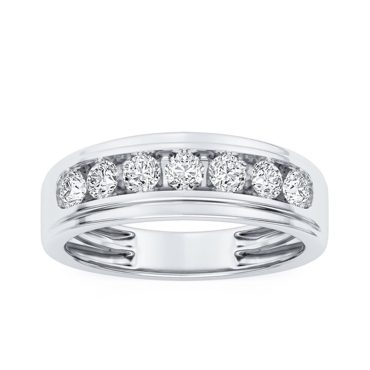 10K White Gold Round Lab-Grown Diamond Men's Wedding Band – 0.52 CTW - product