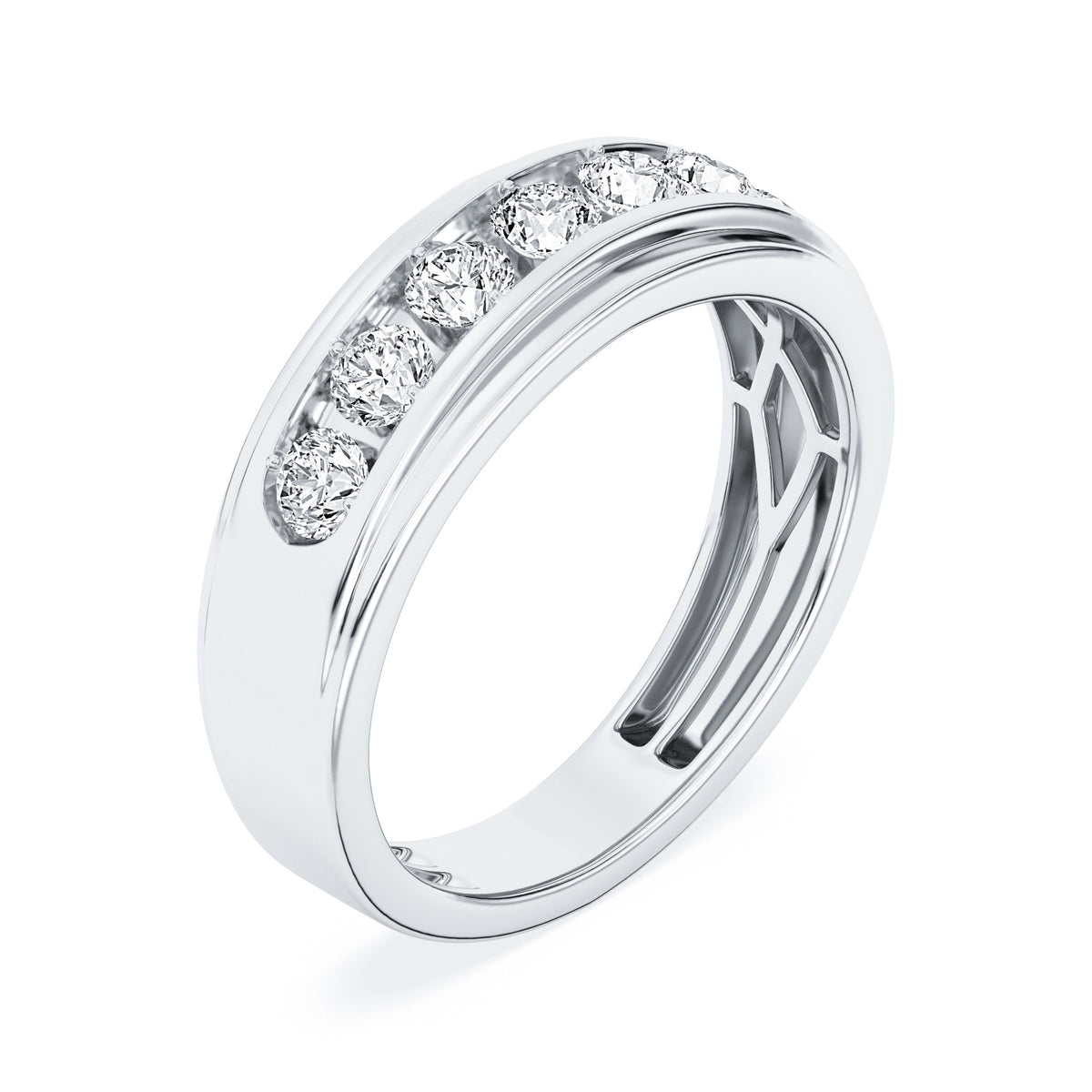 10K White Gold Round Lab-Grown Diamond Men's Wedding Band – 0.52 CTW - product