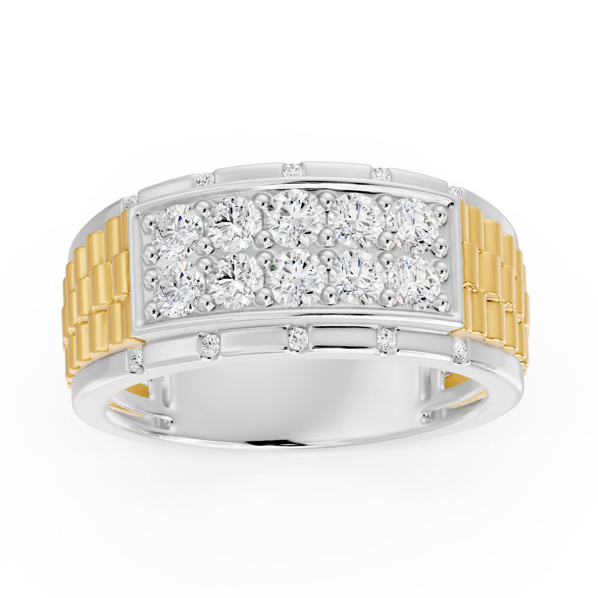 14K Two-Tone Gold Round Diamond Men's Ring – 1.61 CTW - product