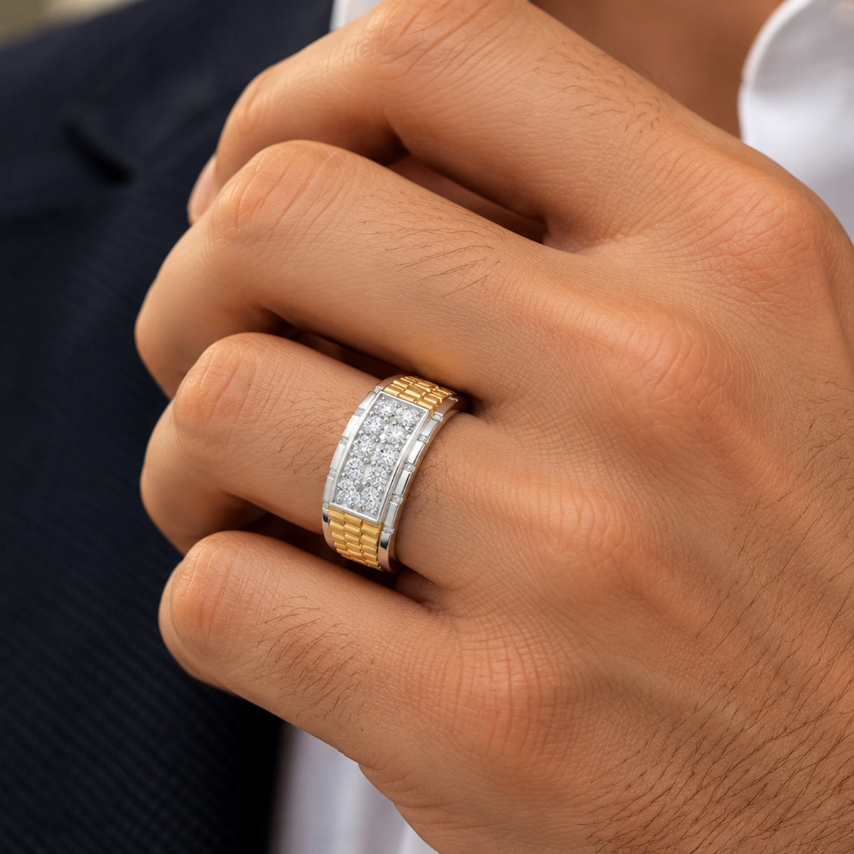 14K Two-Tone Gold Round Diamond Men's Ring – 1.61 CTW - product