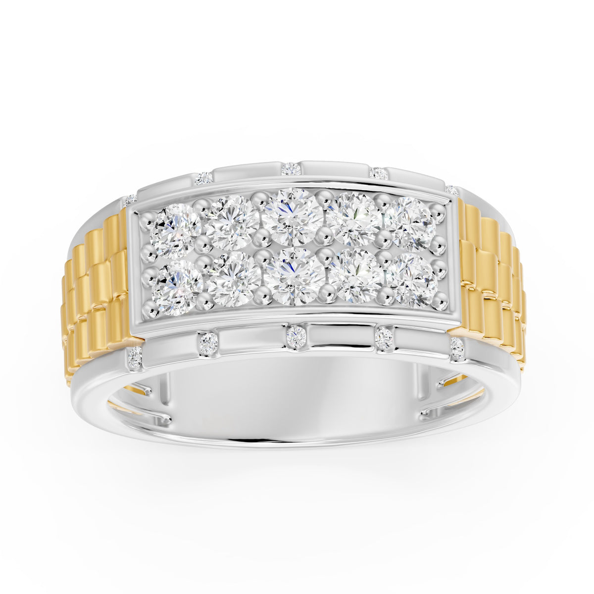 10K Two-Tone Gold Round Lab-Grown Diamond Men's Fashion Band – 1.7 CTW - product