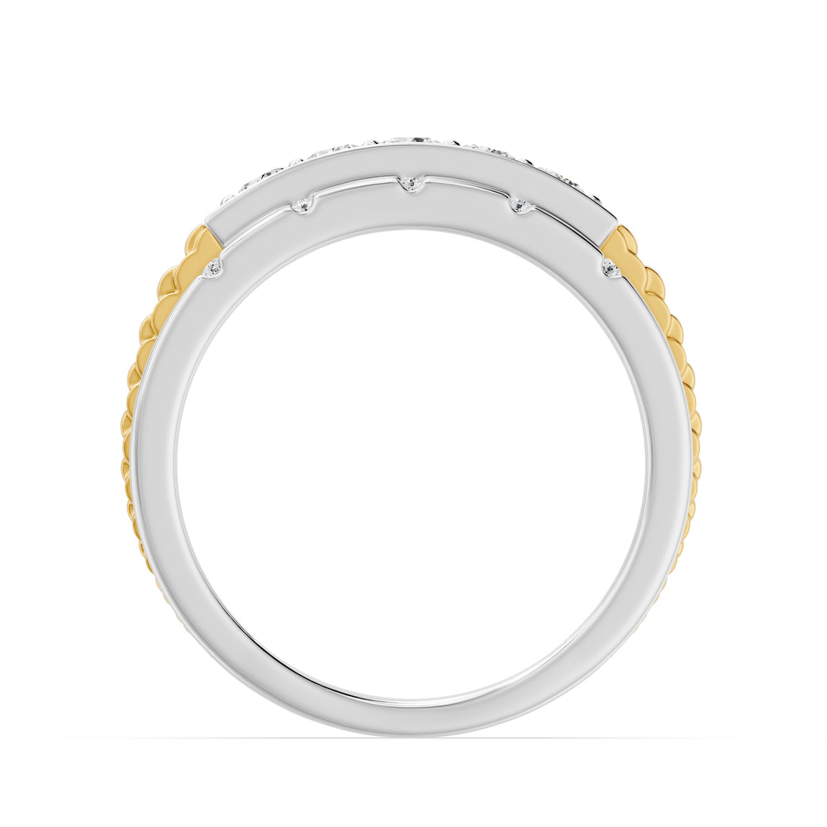 10K Two-Tone Gold Round Lab-Grown Diamond Men's Fashion Band – 1.7 CTW - product