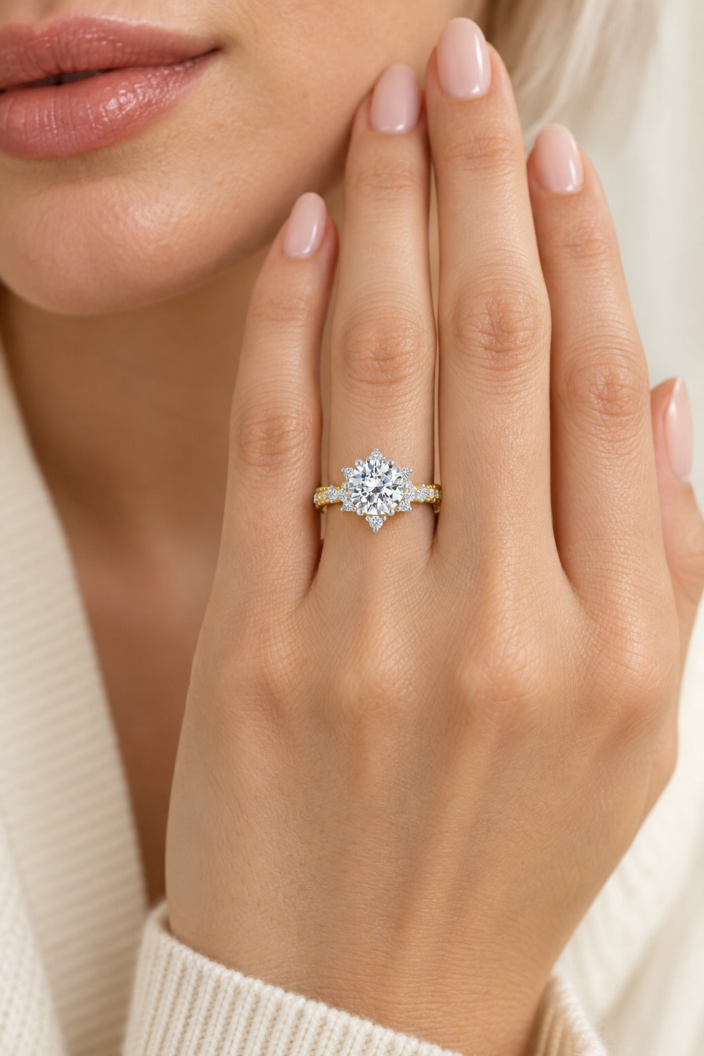 14K Yellow Gold Round Lab-Grown Diamond Engagement Ring – 1.75 CTW - lifestyle