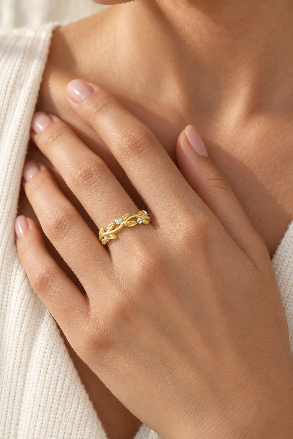 10K Yellow Gold Round Lab-Grown Diamond Wedding Band – 0.05 CTW - lifestyle