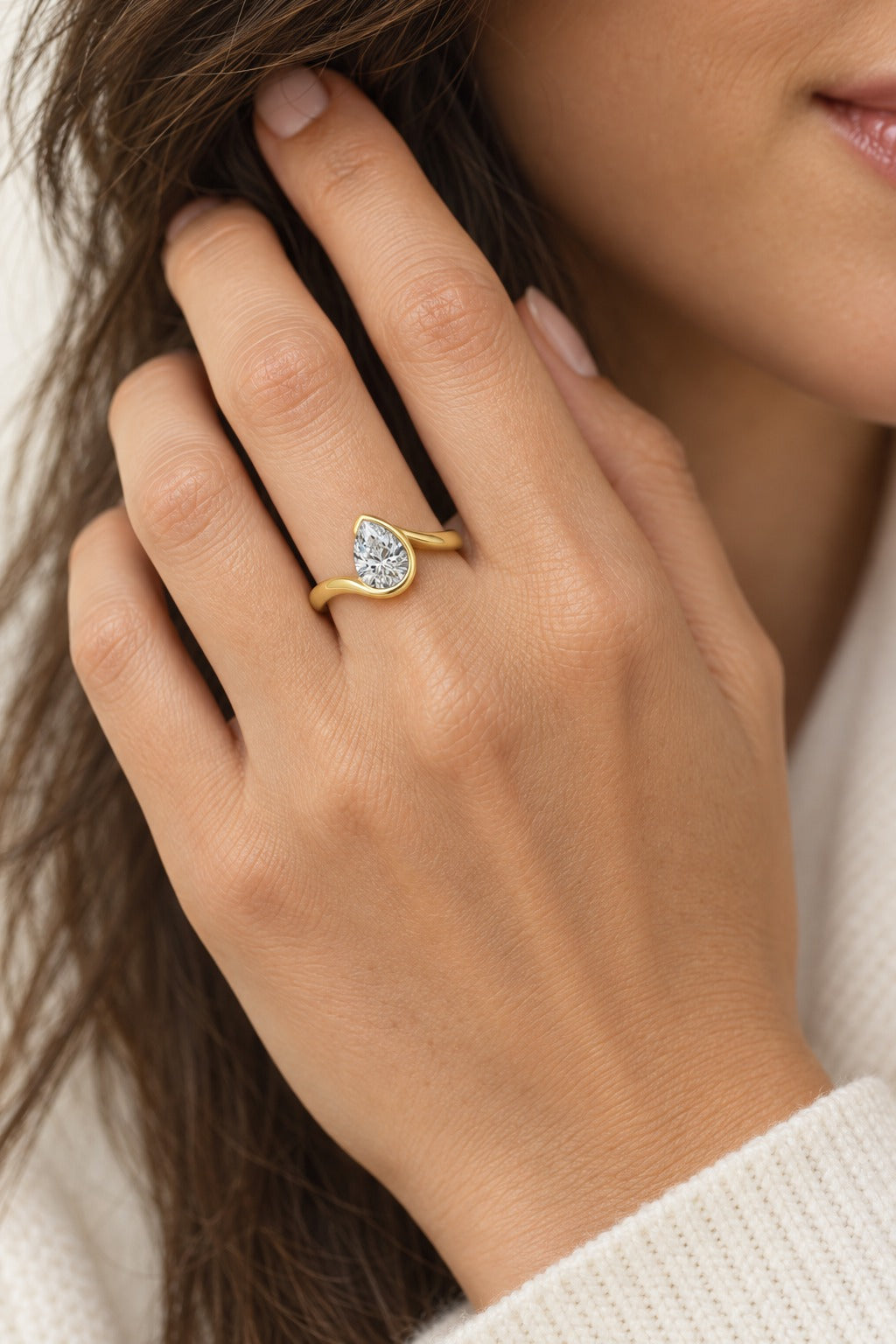14K Yellow Gold Pear Lab-Grown Diamond Solitaire – 1.03 CTW - lifestyle
