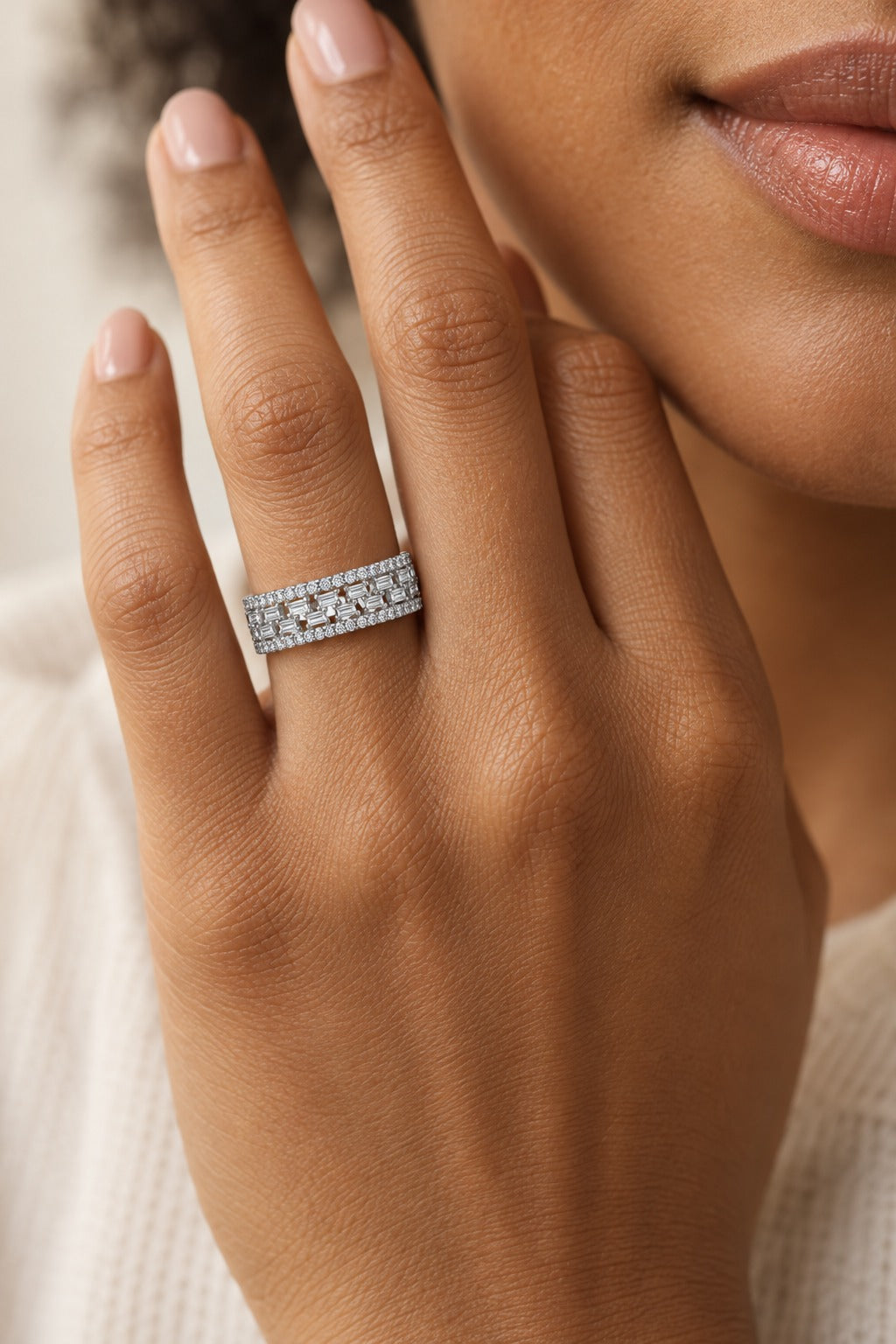 14K White Gold Lab-Grown Diamond Wedding Band – 0.58 CTW - lifestyle