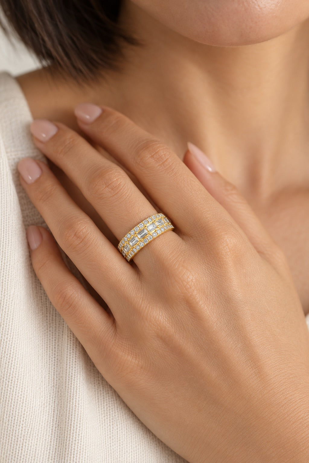 14K Yellow Gold Lab-Grown Diamond Wedding Band – 0.58 CTW - lifestyle