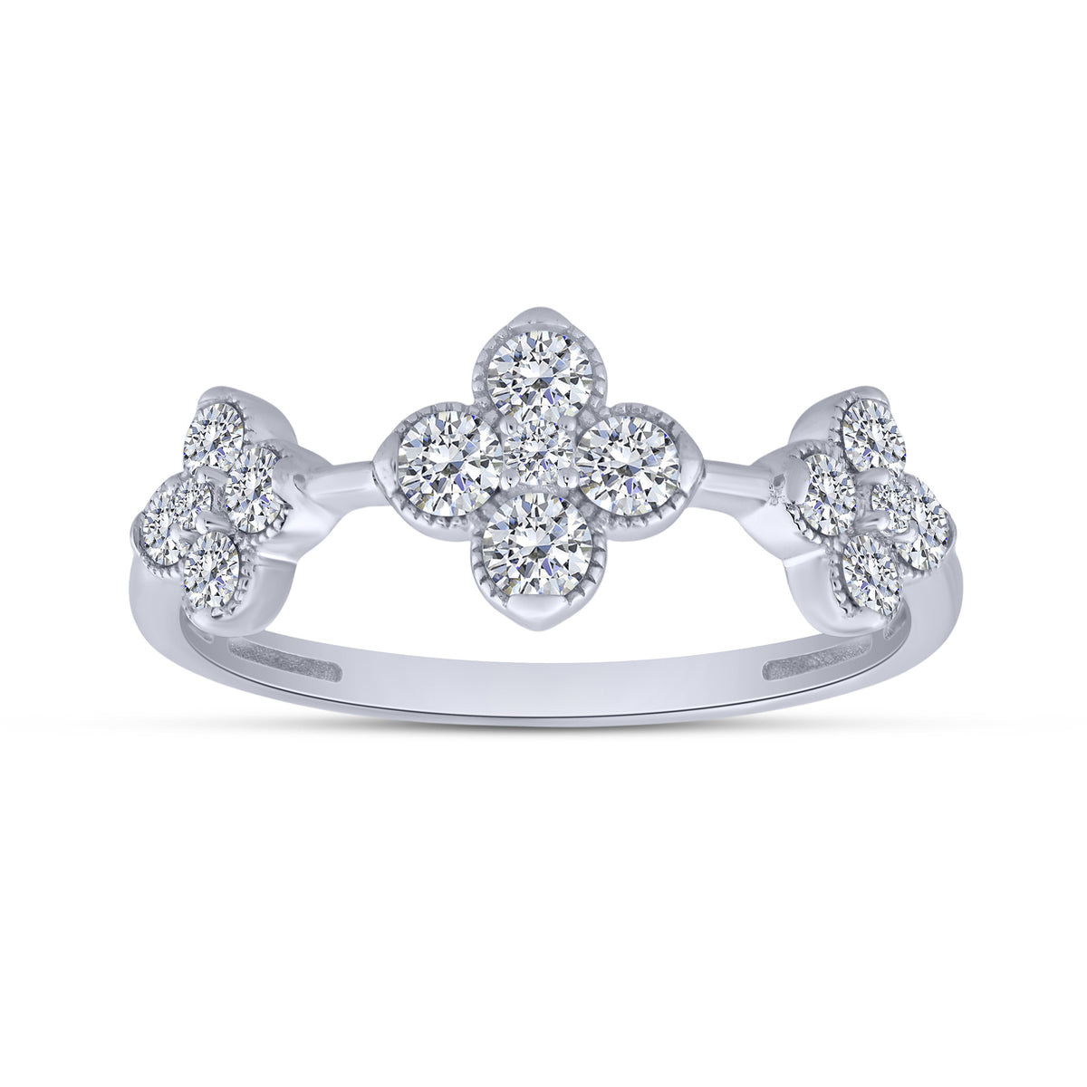 10K White Gold Round Lab-Grown Diamond Fashion Ring – 0.5 CTW - product