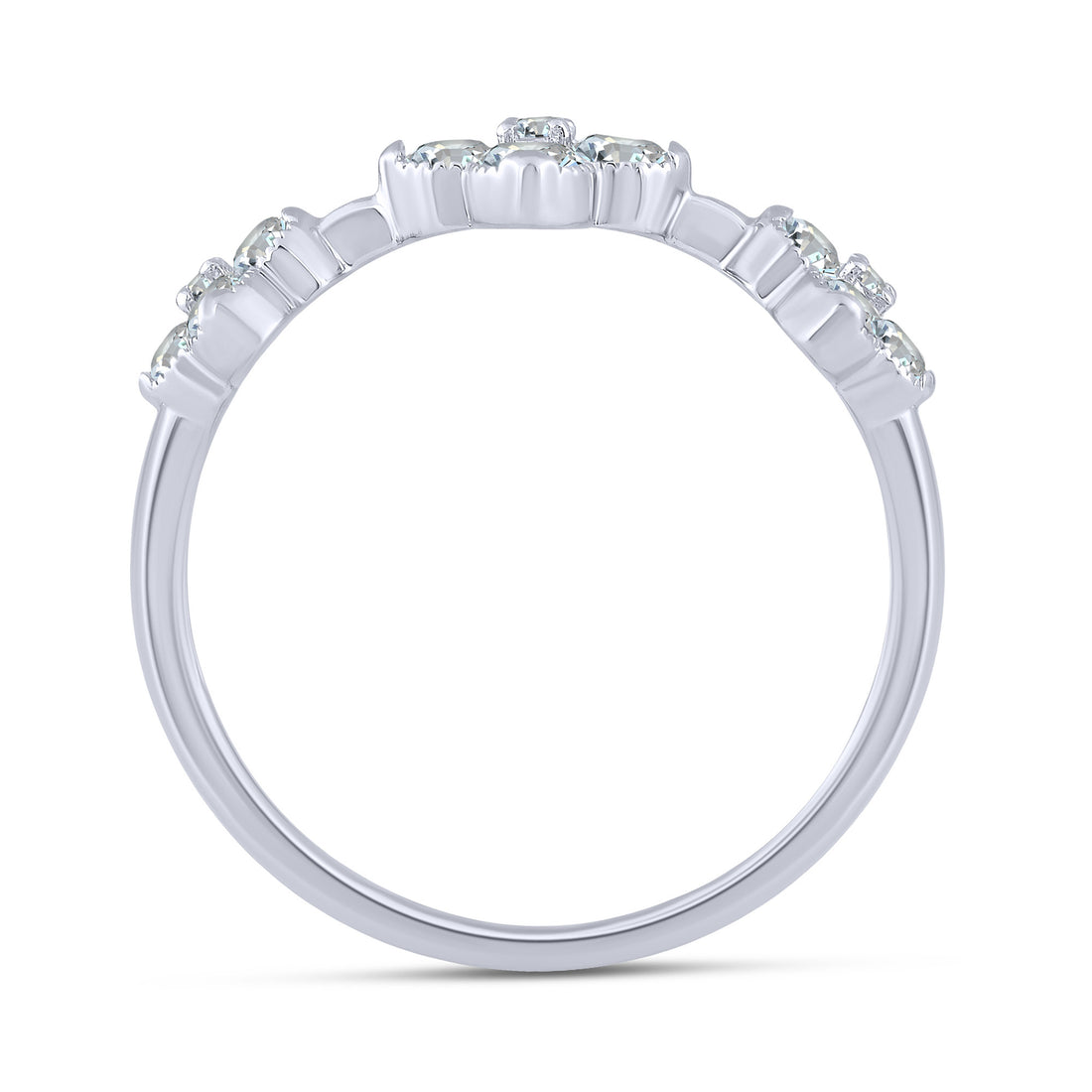 10K White Gold Round Lab-Grown Diamond Clover Fashion Ring – 0.5 CTW - product