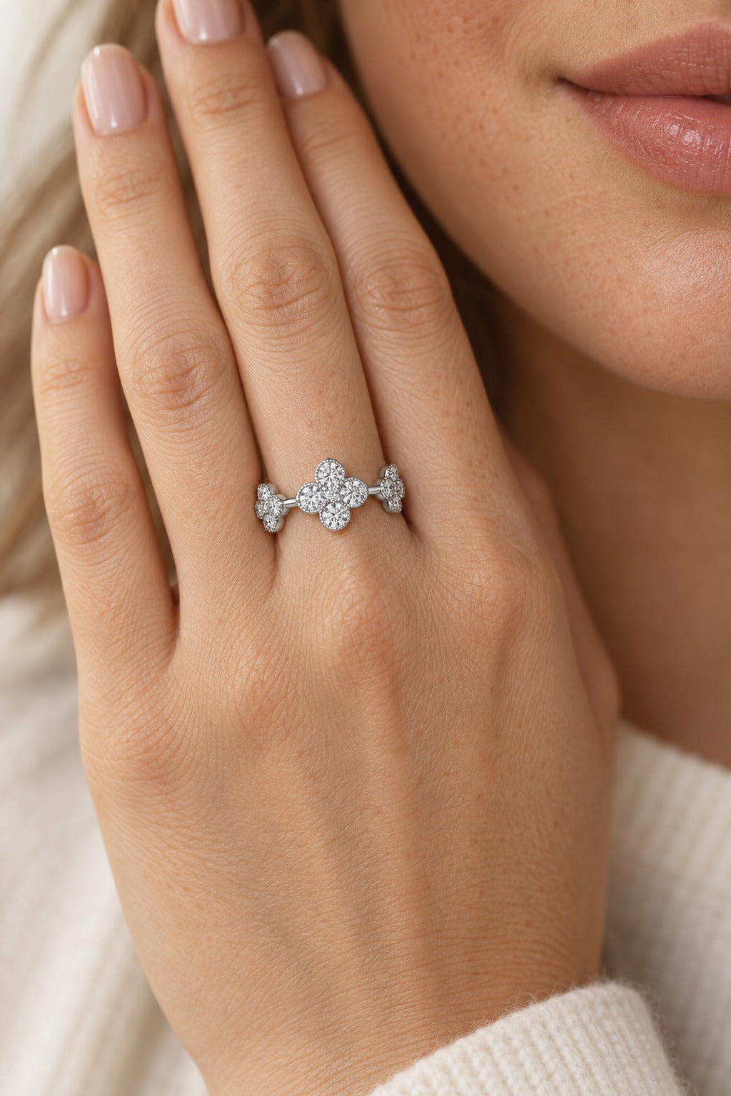 10K White Gold Round Lab-Grown Diamond Fashion Ring – 0.5 CTW - lifestyle