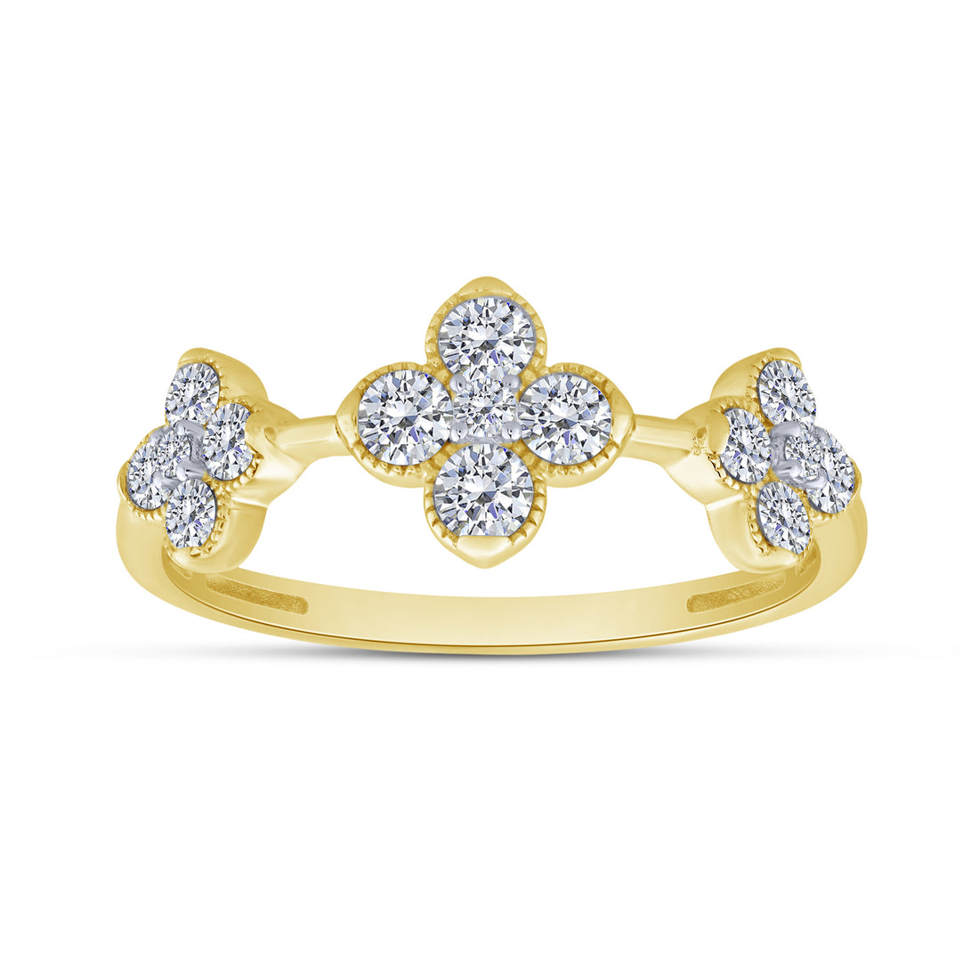 10K Yellow Gold Round Lab-Grown Diamond Clover Fashion Ring – 0.5 CTW - product