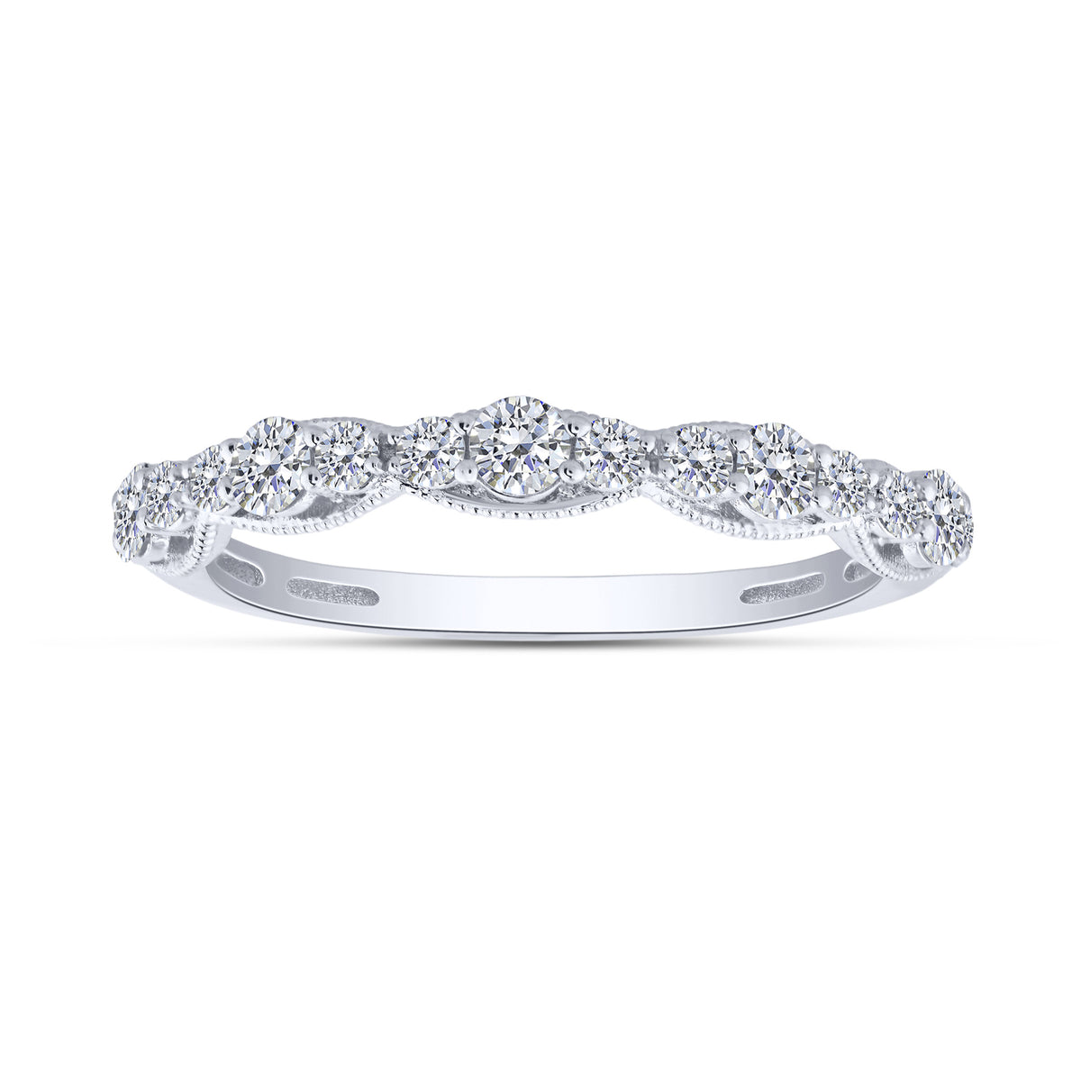 10K White Gold Round Lab-Grown Diamond Wedding Band – 0.51 CTW - product