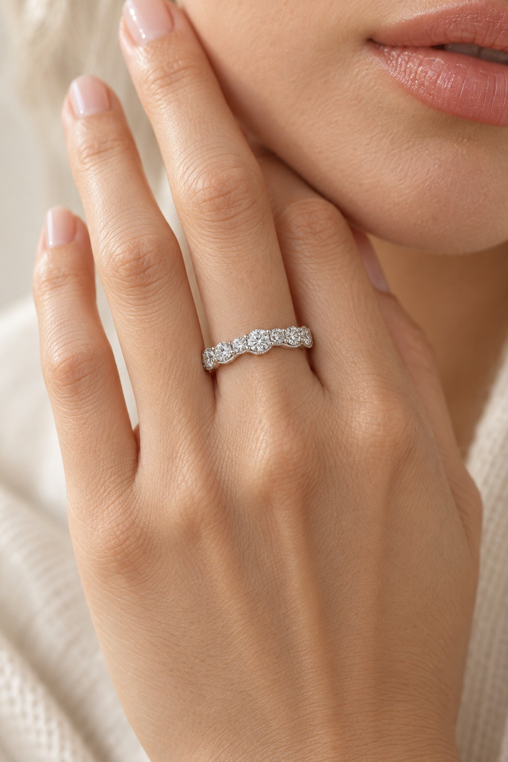 10K White Gold Round Lab-Grown Diamond Wedding Band – 0.51 CTW - lifestyle