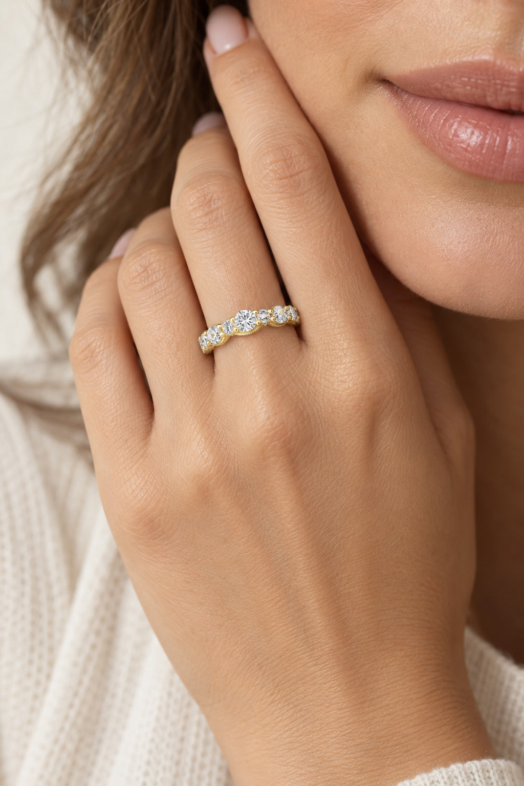 10K Yellow Gold Round Lab-Grown Diamond Wedding Band – 0.5 CTW - lifestyle