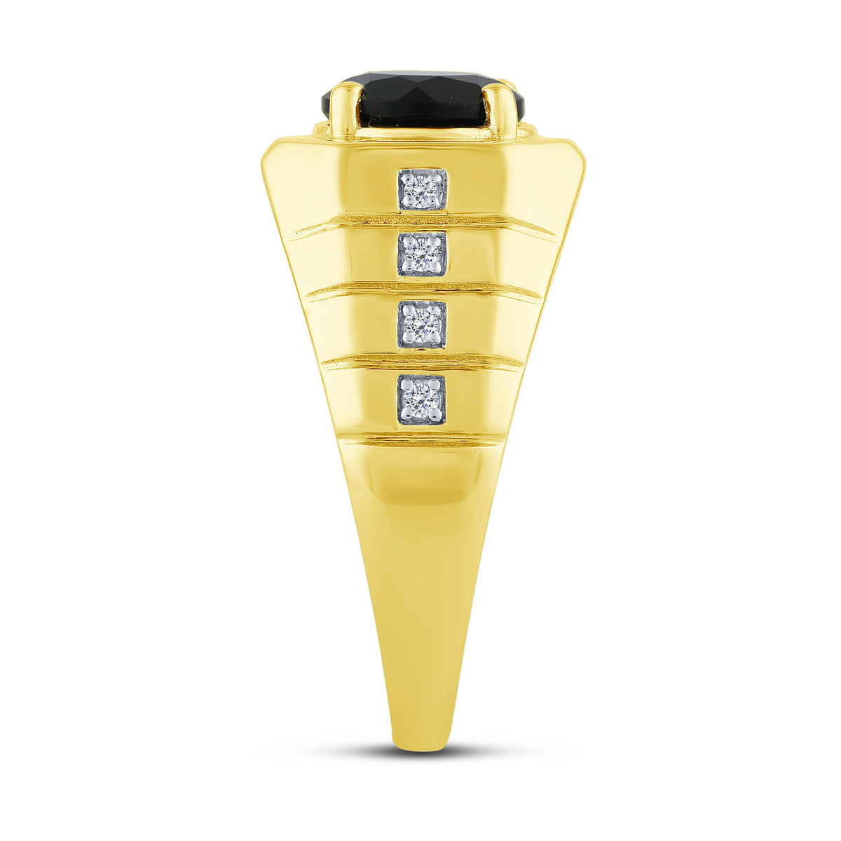 10K Yellow Gold Round Lab-Grown Diamond Men's Fashion Ring – 3.08 CTW - product