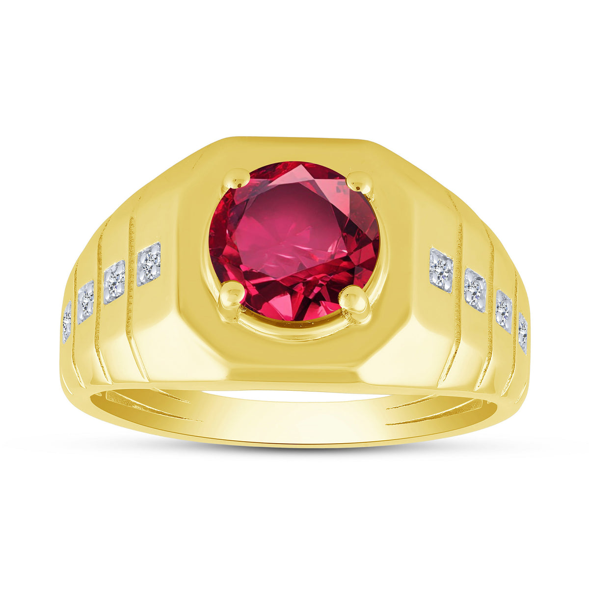 10K Yellow Gold Round Lab-Grown Diamond Men's Fashion Ring – 2.33 CTW - product